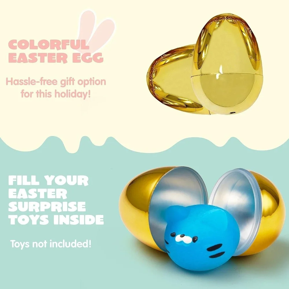 JOYIN 36Pcs Gold Easter Eggs – Metallic Fillable‎ Plastic Basket Stuffer